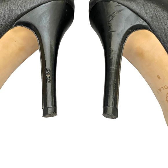 Isola Black Leather Stiletto Slip On Booties Size 8 - Picture 8 of 11